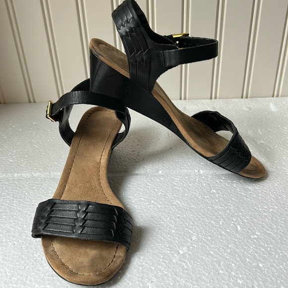 Lauren Ralph Lauren Shoes - Lauren Ralph Lauren women Leather Woven strap Navajo Wedge sandals size 8 black